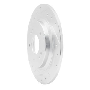 Hyundai Kona Brake Rotor (1) - Rear Left - R1 Concepts - Drilled & Slotted - Silver - `18-`25